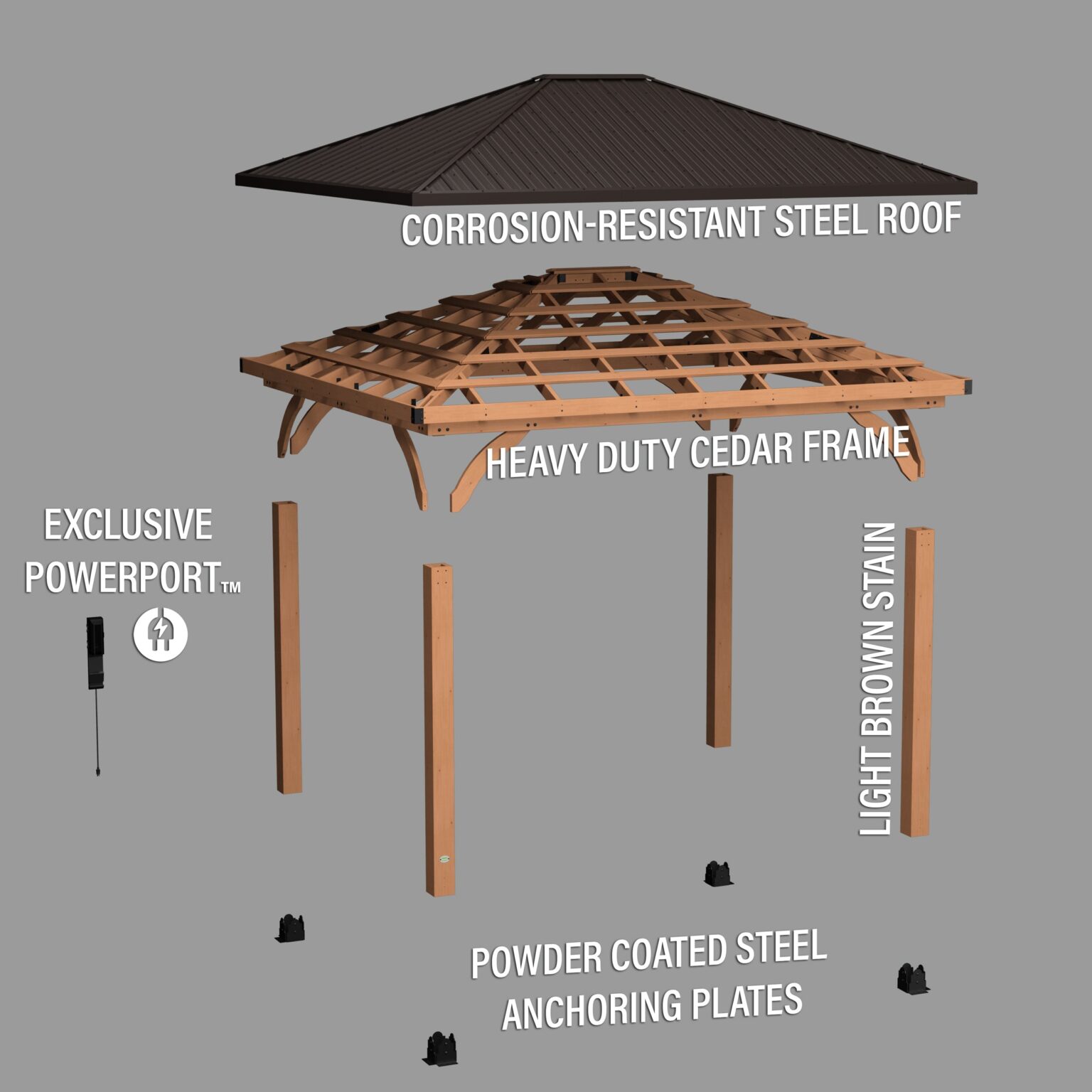 Barrington 14x12 Gazebo Exploded View