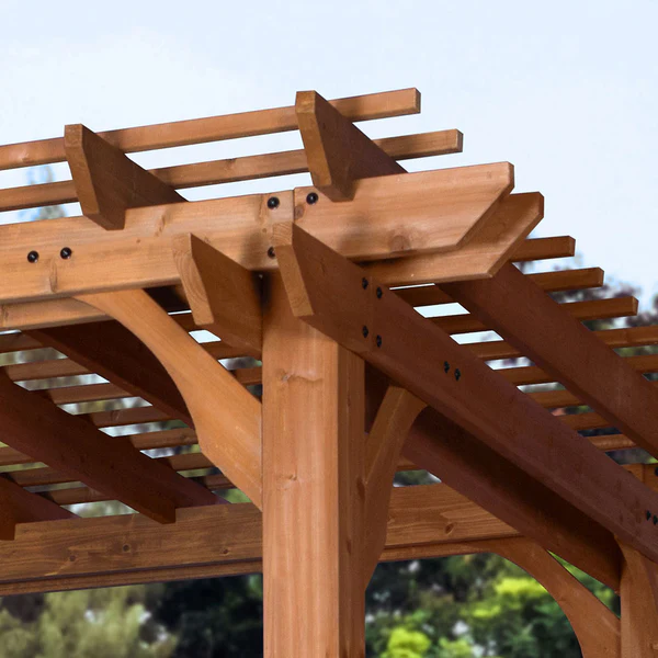 Solid Engineering The lifespan of a pergola comes down to the design and the materials used. That’s why we build heavy-duty cedar wood frames and galvanized steel hardware throughout.