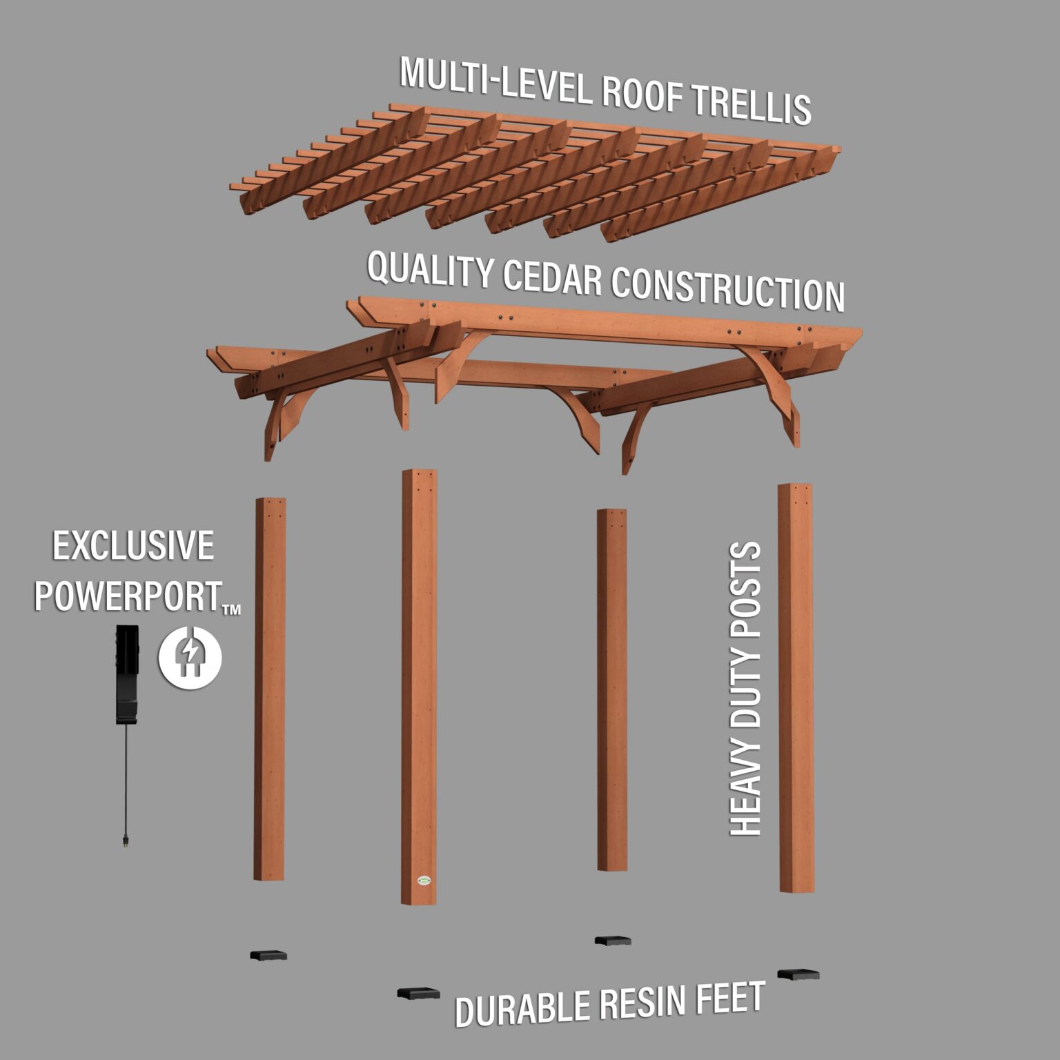 10x10 Pergola Exploded View