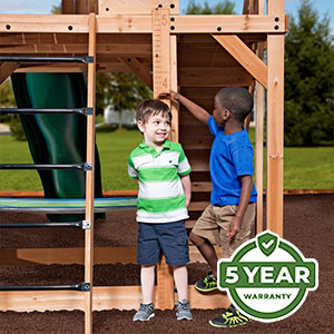 Warranty We’re so confident in the durability and longevity of our swing sets that we offer an industry-leading 5 Year Warranty on all models.