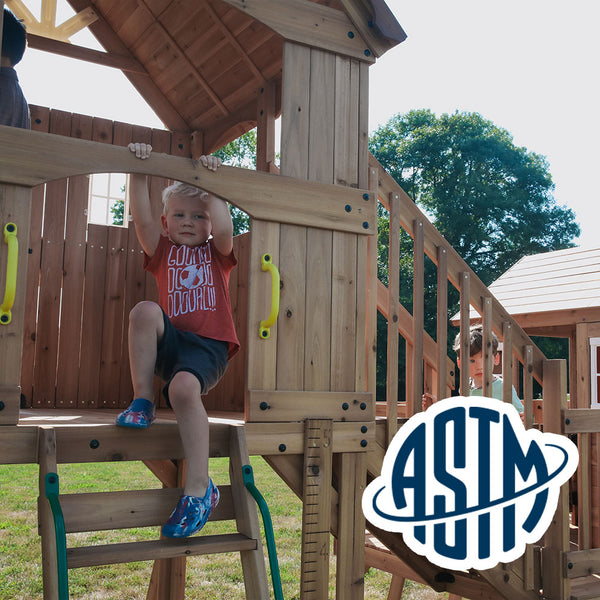 Safety Tested and Approved With performance testing for children up to 11 years old, our swing sets surpass industry benchmarks and meet or exceed ASTM safety standards for outdoor playground equipment.