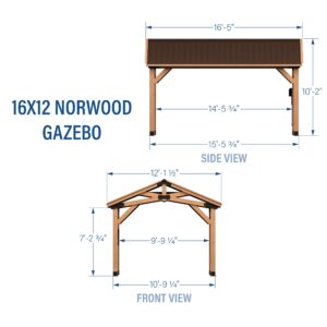 Norwood 16x12 Gazebo Imperial Dimensions