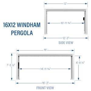 16x12 Windham Modern Steel Pergola Diagram