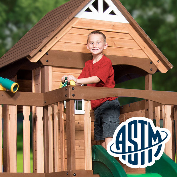 Safety Tested and Approved With performance testing for children up to 11 years old, our swing sets surpass industry benchmarks and meet or exceed ASTM safety standards for outdoor playground equipment.