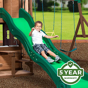 Warranty We’re so confident in the durability and longevity of our swing sets that we offer an industry-leading 5 Year Warranty on all models.