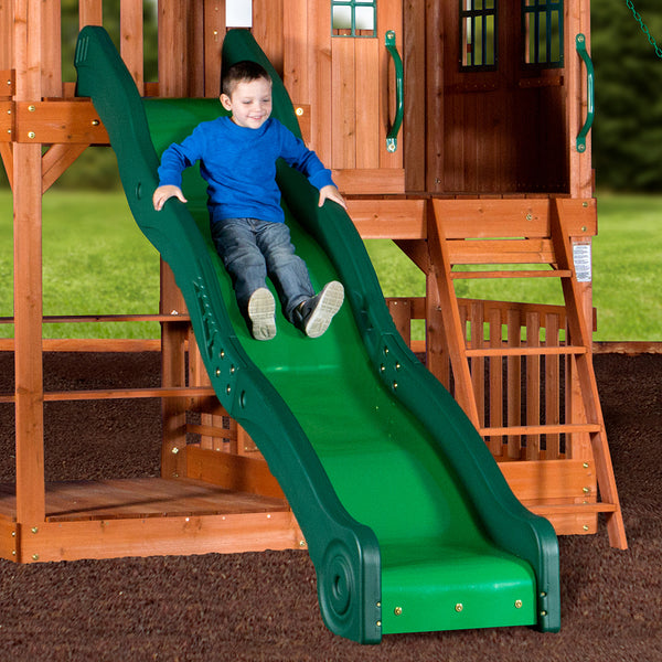 Rock climbing walls, slides, and other features Our wooden swing sets offer a wide range of sizes, features, and styles that will turn any backyard into a playground.