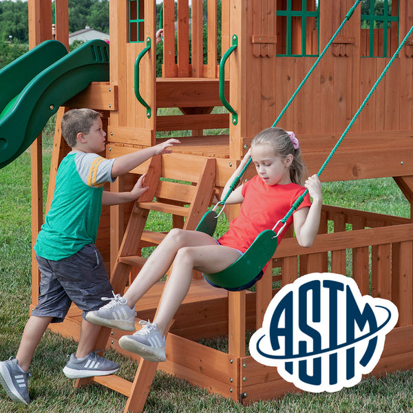 Safety Tested and Approved With performance testing for children up to 11 years old, our swing sets surpass industry benchmarks and meet or exceed ASTM safety standards for outdoor playground equipment.