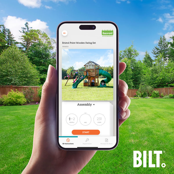 Supported Assembly Supported assembly for select swing set models, with the step-by-step 3D interactive BILT® app. We’re with you every step of the way to ease the assembly process.