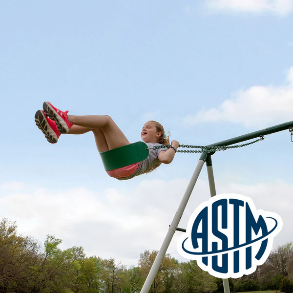 Safety Tested and Approved With performance testing for children up to 11 years old, our swing sets surpass industry benchmarks and meet or exceed ASTM safety standards for outdoor playground equipment.