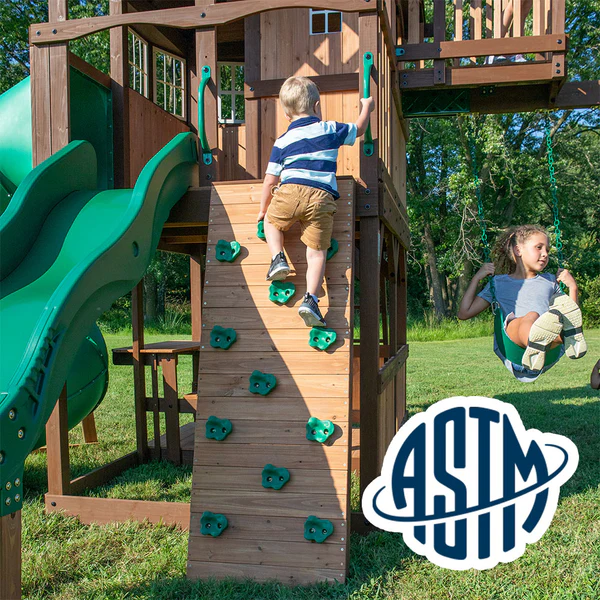 Safety Tested and Approved With performance testing for children up to 11 years old, our swing sets surpass industry benchmarks and meet or exceed ASTM safety standards for outdoor playground equipment.