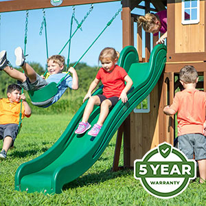 Warranty We’re so confident in the durability and longevity of our swing sets that we offer an industry-leading 5 Year Warranty on all models.