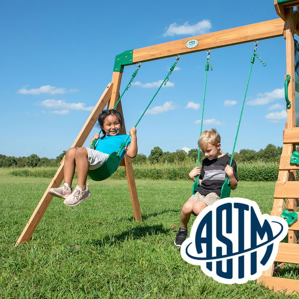 Safety Tested and Approved With performance testing for children up to 11 years old, our swing sets surpass industry benchmarks and meet or exceed ASTM safety standards for outdoor playground equipment.