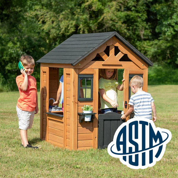 Safety Tested and Approved With performance testing for children up to 11 years old, our playhouses surpass industry benchmarks and meet or exceed ASTM safety standards for outdoor playground equipment.