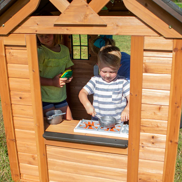 100% Solid Cedar Wood Cedar is a naturally rot-resistant structure, remains good-looking for years, and doesn’t absorb much heat so it can stay cool to the touch on the hottest days.