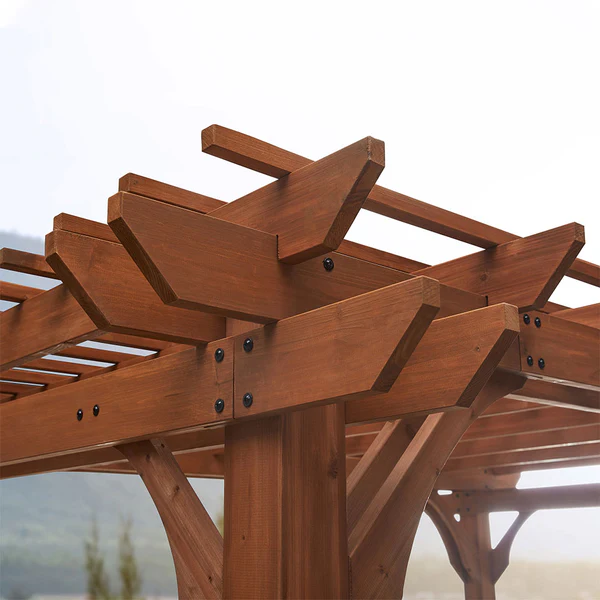 Solid Engineering The lifespan of a pergola comes down to the design and the materials used. That’s why we build heavy-duty cedar wood frames and galvanized steel hardware throughout.