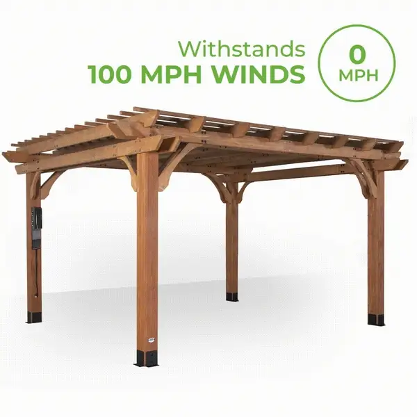 Wind-Resistant Our pergolas are tested to withstand wind up to 100 mph when anchored as directed. That means you can trust your pergola will be safe and secure in hurricane-force winds.