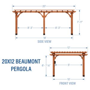 20x12 Beaumont Pergola Dimensions