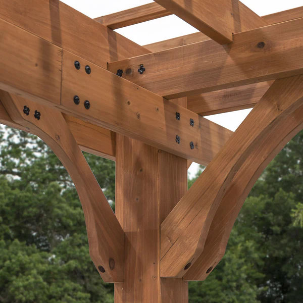 Solid Engineering The lifespan of a pergola comes down to the design and the materials used. That’s why we build heavy-duty cedar wood frames and galvanized steel hardware throughout.