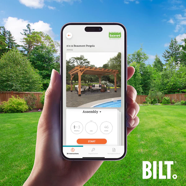 BILT Supported assembly with the step-by-step 3D interactive BILT® app. We’re with you every step of the way to ease the assembly process.