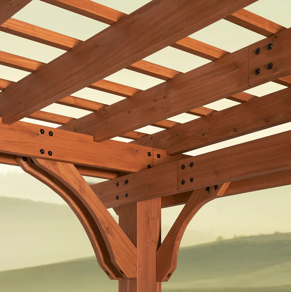 Solid Engineering The lifespan of a pergola comes down to the design and the materials used. That’s why we build heavy-duty cedar wood frames and galvanized steel hardware throughout.
