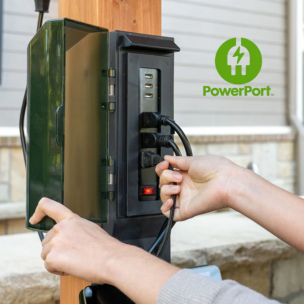 Patented PowerPort™ Enjoy the convenience of having multiple power options as you relax under your gazebo. Our Patented PowerPort™ includes 3 USB and 3 120V outlets to power all of your electronic needs.