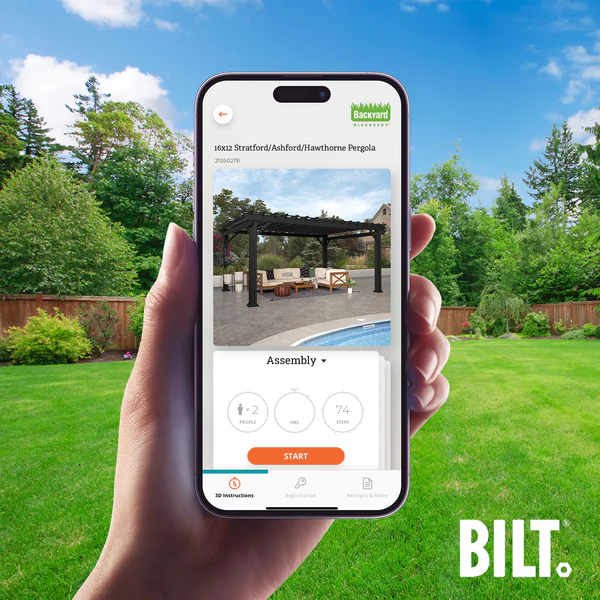 BILT Supported assembly with the step-by-step 3D interactive BILT® app. We’re with you every step of the way to ease the assembly process.