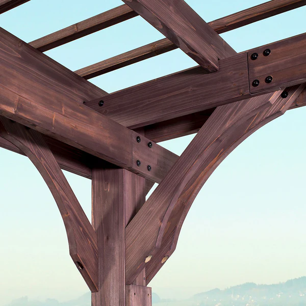 Solid Engineering The lifespan of a pergola comes down to the design and the materials used. That’s why we build heavy-duty cedar wood frames and galvanized steel hardware throughout.