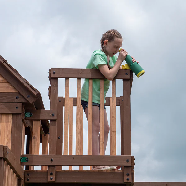 Endless Hours of Fun The elevated crow’s nest with a telescope is the perfect lookout to enhance any child’s imagination and adventure.