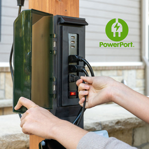 Patented PowerPort™ Enjoy the convenience of having multiple power options as you relax under your gazebo. Our Patented PowerPort™ includes 3 USB and 3 120V outlets to power all of your electronic needs.