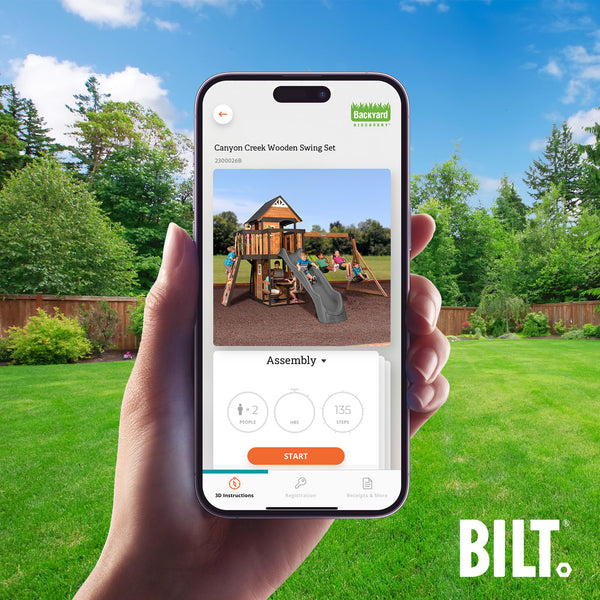 Supported Assembly Supported assembly for select swing set models, with the step-by-step 3D interactive BILT® app. We’re with you every step of the way to ease the assembly process.