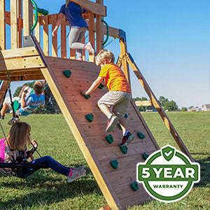 Warranty We’re so confident in the durability and longevity of our swing sets that we offer an industry-leading 5 Year Warranty on all models.