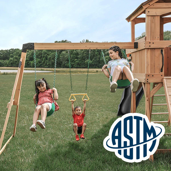 Safety Tested and Approved With performance testing for children up to 11 years old, our swing sets surpass industry benchmarks and meet or exceed ASTM safety standards for outdoor playground equipment.