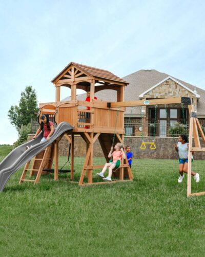 Sterling Point Gray Slide Swing Set