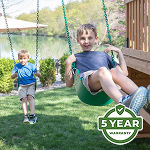 Warranty We’re so confident in the durability and longevity of our swing sets that we offer an industry-leading 5 Year Warranty on all models.