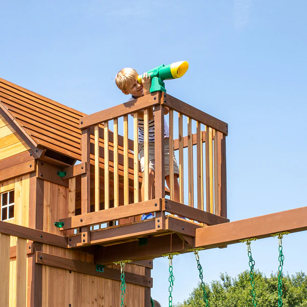 Experts in Outdoor Swing Sets Double the fun with 2 belt swings and a trapeze so 3 kids can swing at once.