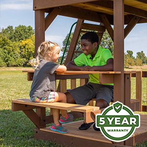 Warranty We’re so confident in the durability and longevity of our swing sets that we offer an industry-leading 5 Year Warranty on all models.