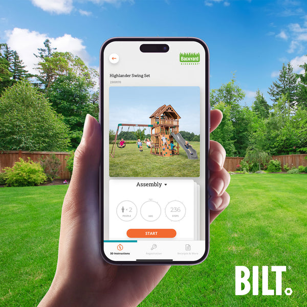 Supported Assembly Supported assembly for select swing set models, with the step-by-step 3D interactive BILT® app. We’re with you every step of the way to ease the assembly process.