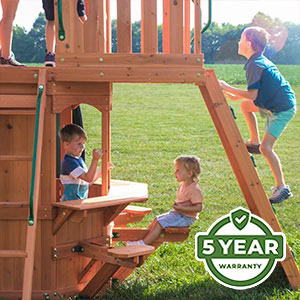 Warranty We’re so confident in the durability and longevity of our swing sets that we offer an industry-leading 5 Year Warranty on all models.