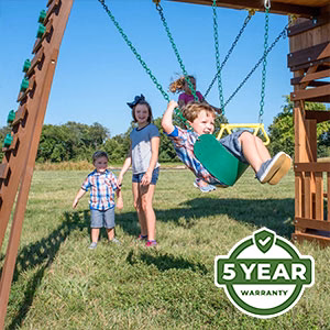 We’re so confident in the durability and longevity of our swing sets that we offer an industry-leading 5 Year Warranty on all models.