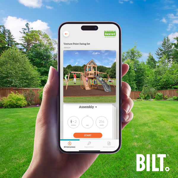 Supported Assembly Supported assembly for select swing set models, with the step-by-step 3D interactive BILT® app. We’re with you every step of the way to ease the assembly process.