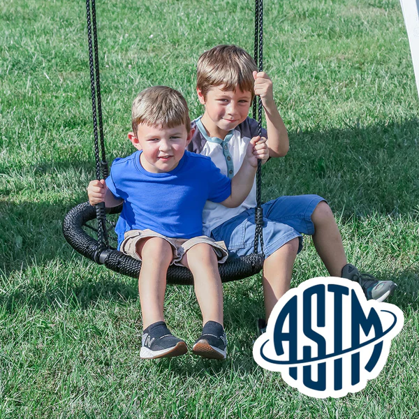 Safety Tested and Approved With performance testing for children up to 11 years old, our swing sets surpass industry benchmarks and meet or exceed ASTM safety standards for outdoor playground equipment.