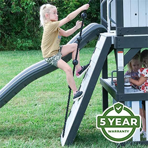 Warranty We’re so confident in the durability and longevity of our swing sets that we offer an industry-leading 5 Year Warranty on all models.