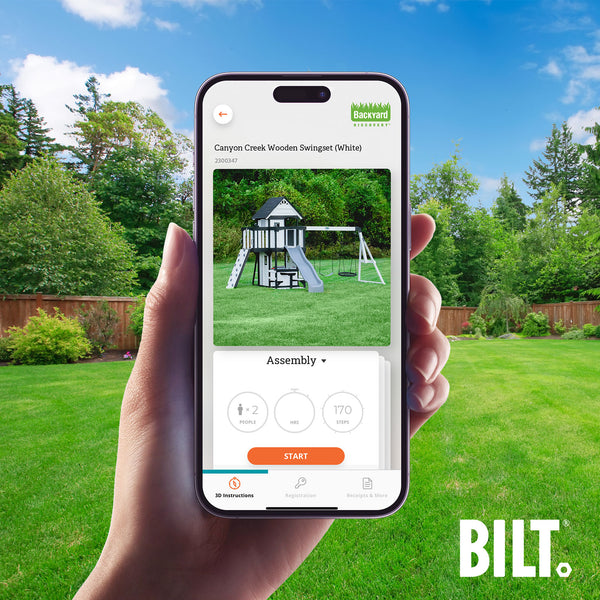 Supported Assembly Supported assembly for select swing set models, with the step-by-step 3D interactive BILT® app. We’re with you every step of the way to ease the assembly process.