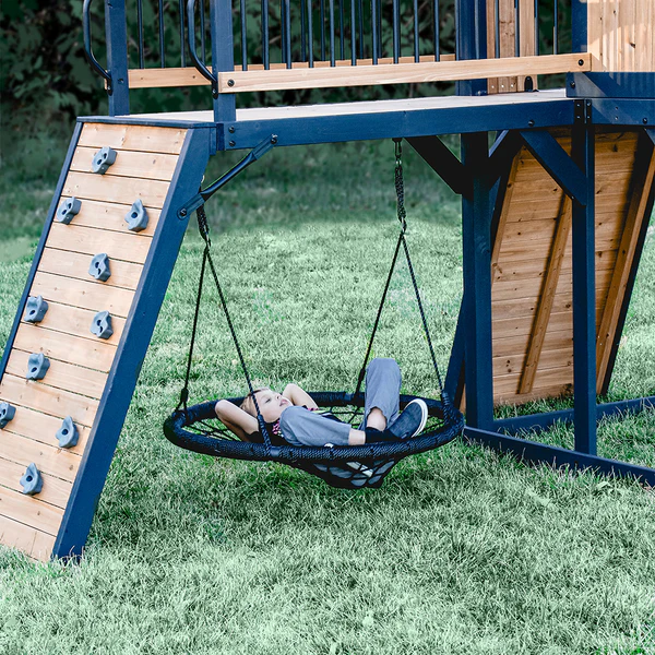 Rock climbing walls, slides, and other features Our wooden swing sets offer a wide range of sizes, features, and styles that will turn any backyard into a playground.