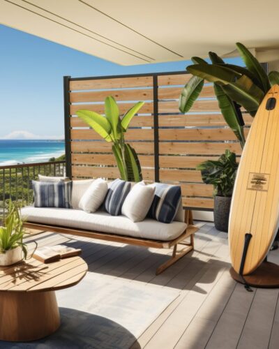 privacy wall on deck by the beach