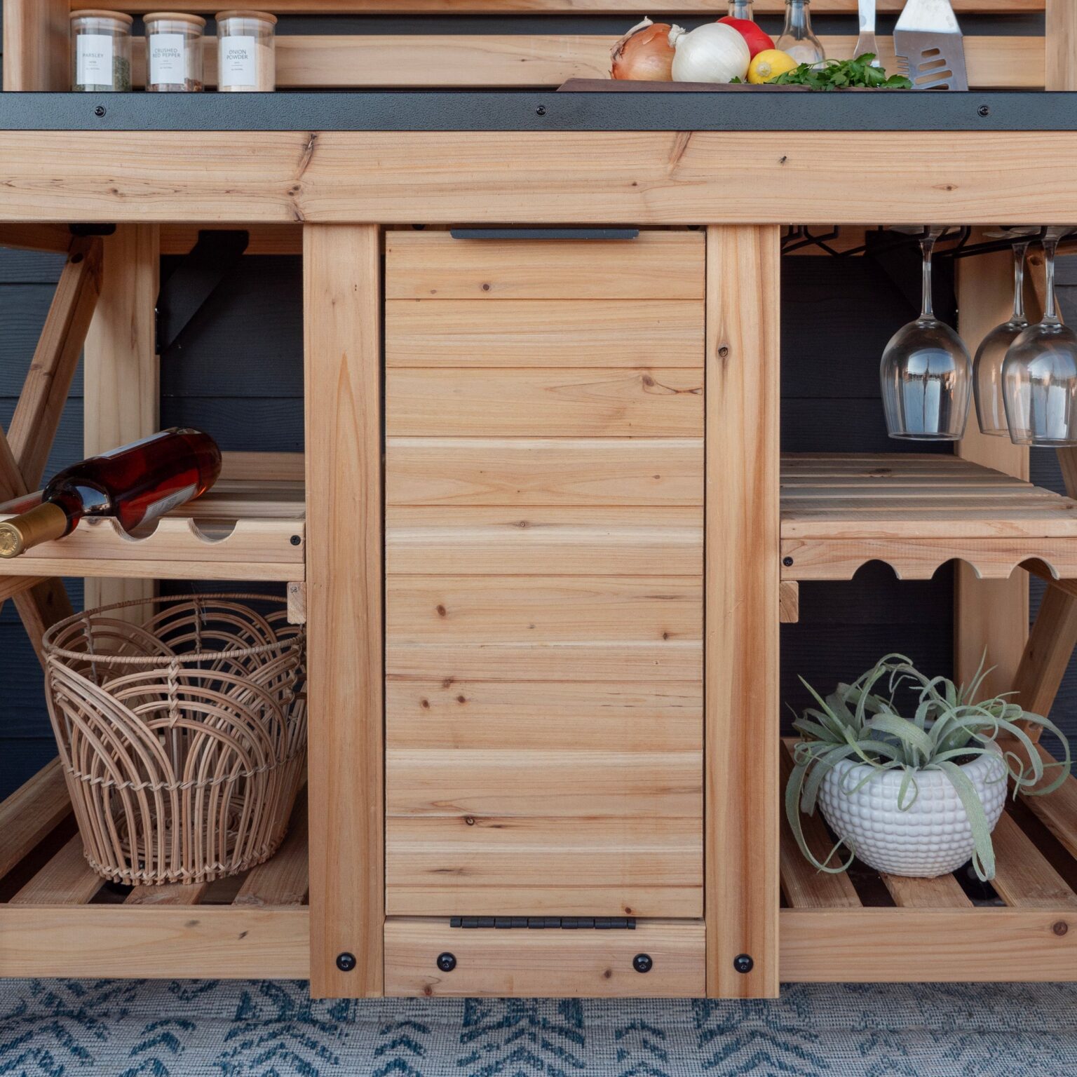 Wooden Hutch with wine storage
