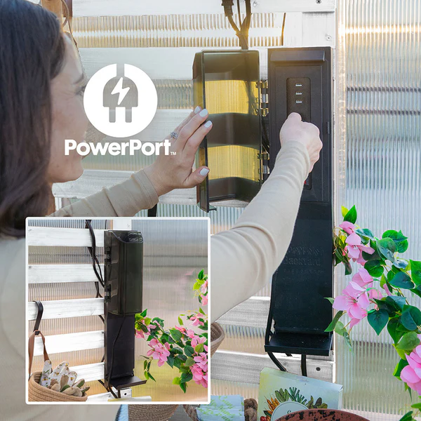 Everything is High-Quality With cedar wood, a strong roof, our patented PowerPort™, and an array of useful features, this greenhouse combines the best materials with thoughtful design.
