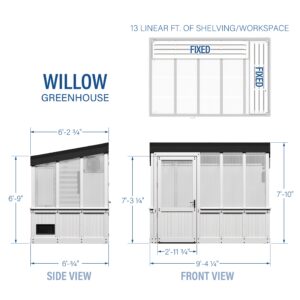 9x6 Willow Greenhouse - White Dimensions
