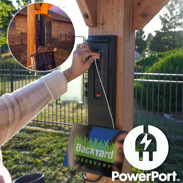 Patented PowerPort™ Enjoy the convenience of having multiple power options as you relax under your gazebo. Our Patented PowerPort™ includes 3 USB and 3 120V outlets to power all of your electronic needs.