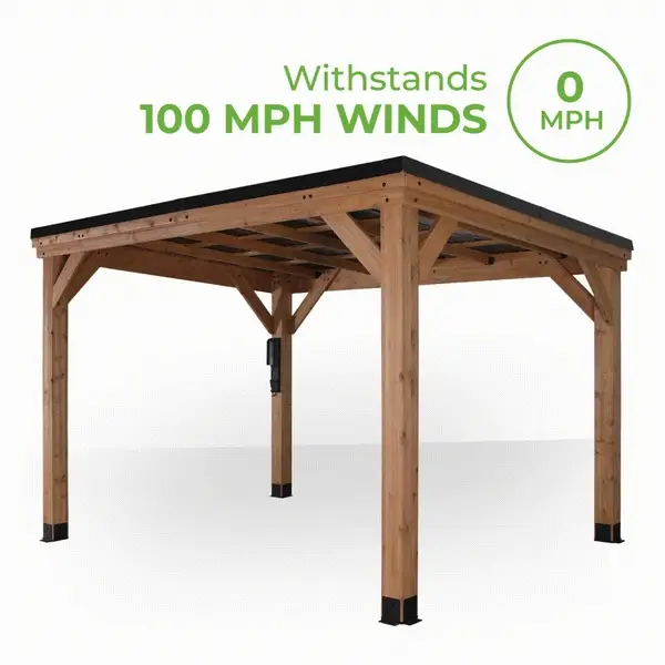 Wind-Resistant Our gazebos are tested to withstand wind up to 100 mph when anchored as directed. That means you can trust your gazebo will be safe and secure in hurricane-force winds.